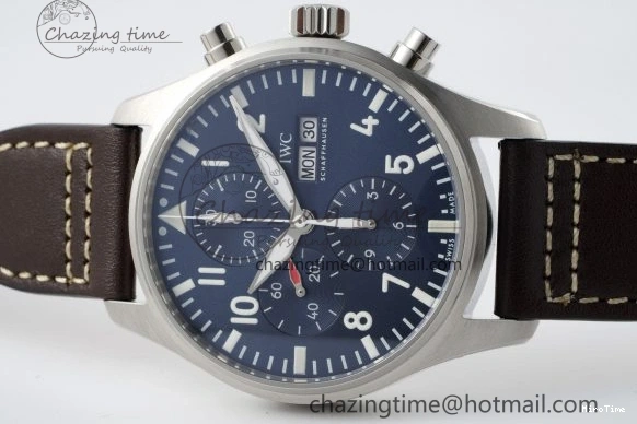 MIROTIME 0423 Pilot Chrono SS AZF 1:1 Best Edition Blue Dial on Brown Leather Strap A TimelessDesign 7060